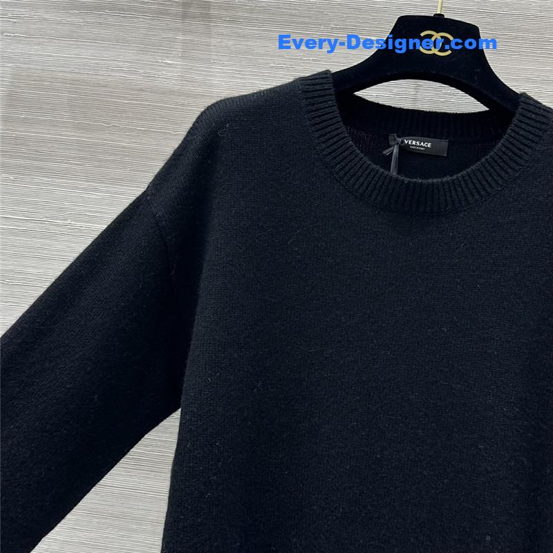 Versace Blend Knit Boxy Sweater Black
