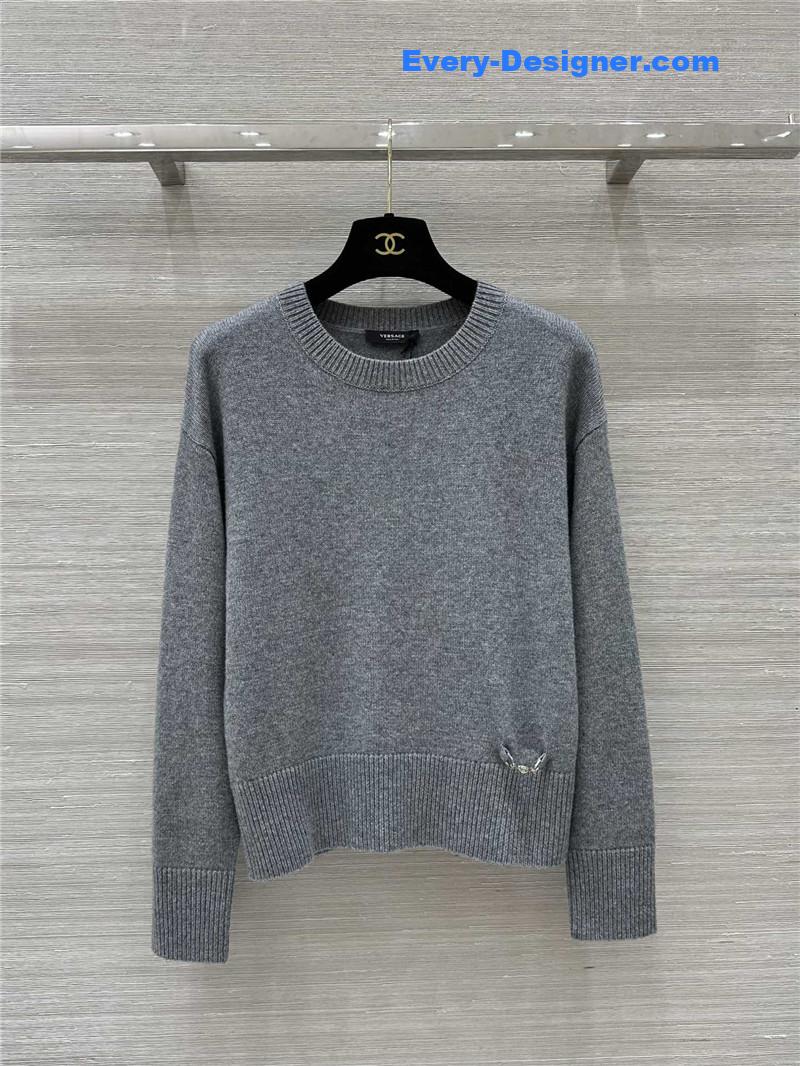 Versace Blend Knit Boxy Sweater Grey