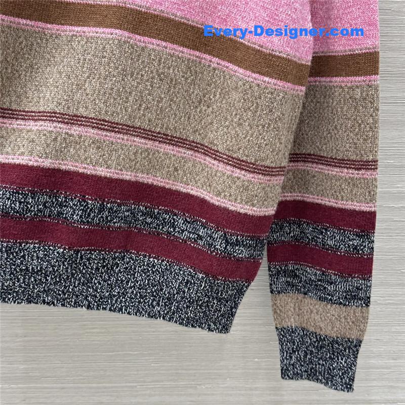 Ch**el striped turtleneck wool sweater pink