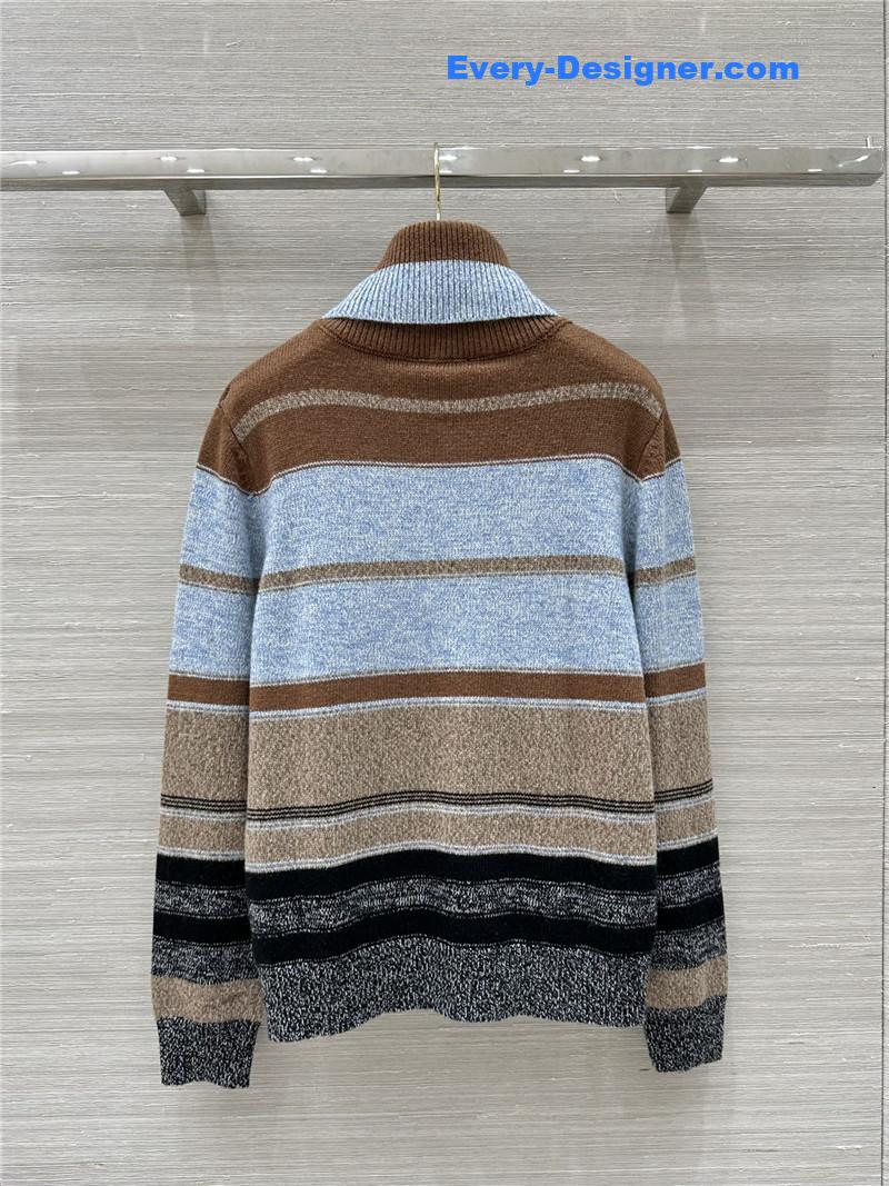 Ch**el striped turtleneck wool sweater blue