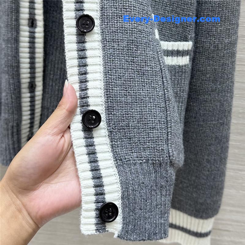 Miu Miu Logo V-Neck Knit Cardigan Grey