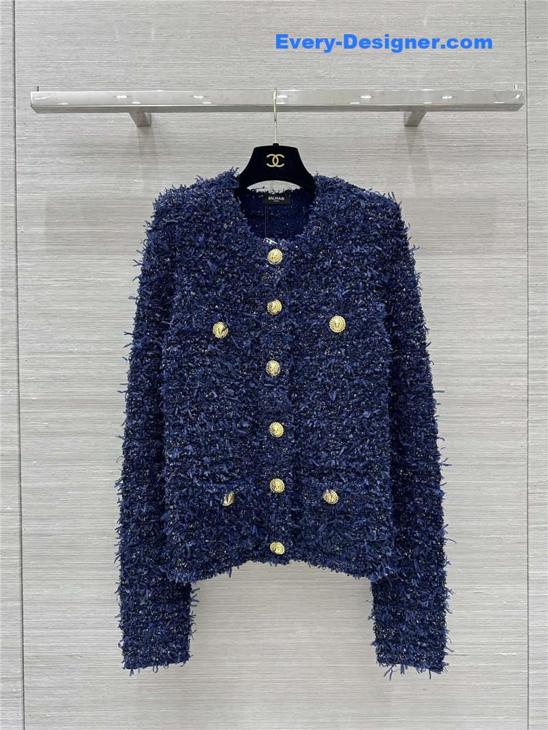 Balmain floral shoulder pad coat