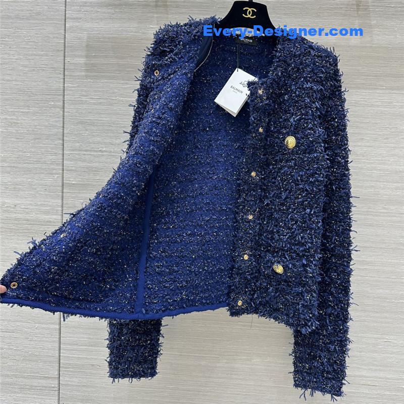 Balmain floral shoulder pad coat