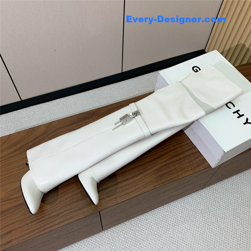 Givenchy Women’s White Shark Lock Stiletto Over-the-Knee Boots