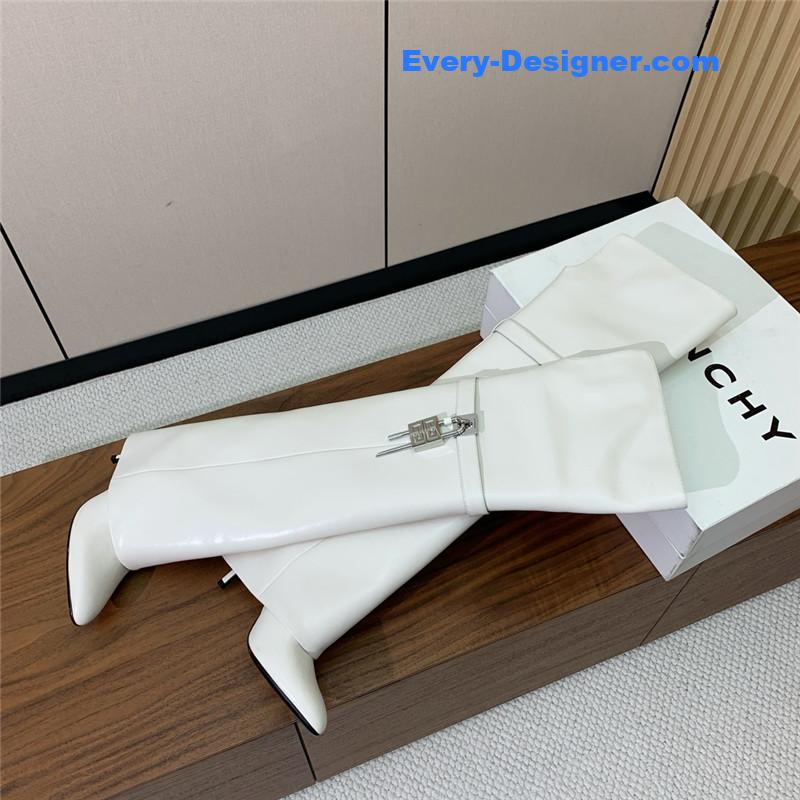 Givenchy Women’s White Shark Lock Stiletto Over-the-Knee Boots