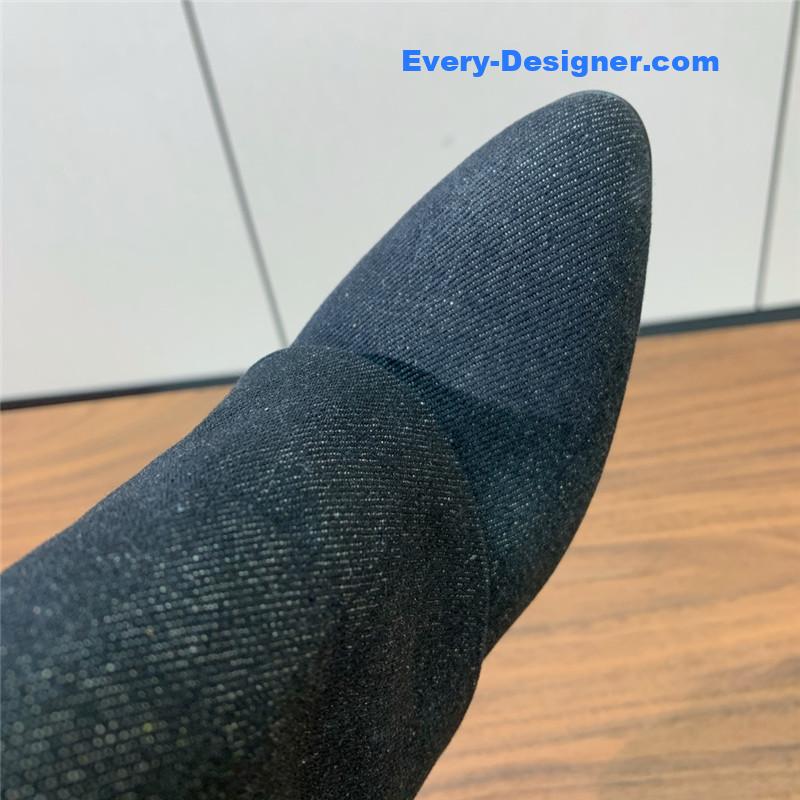 Givenchy Black Shark Lock Stiletto Over-the-Knee Denim Boots