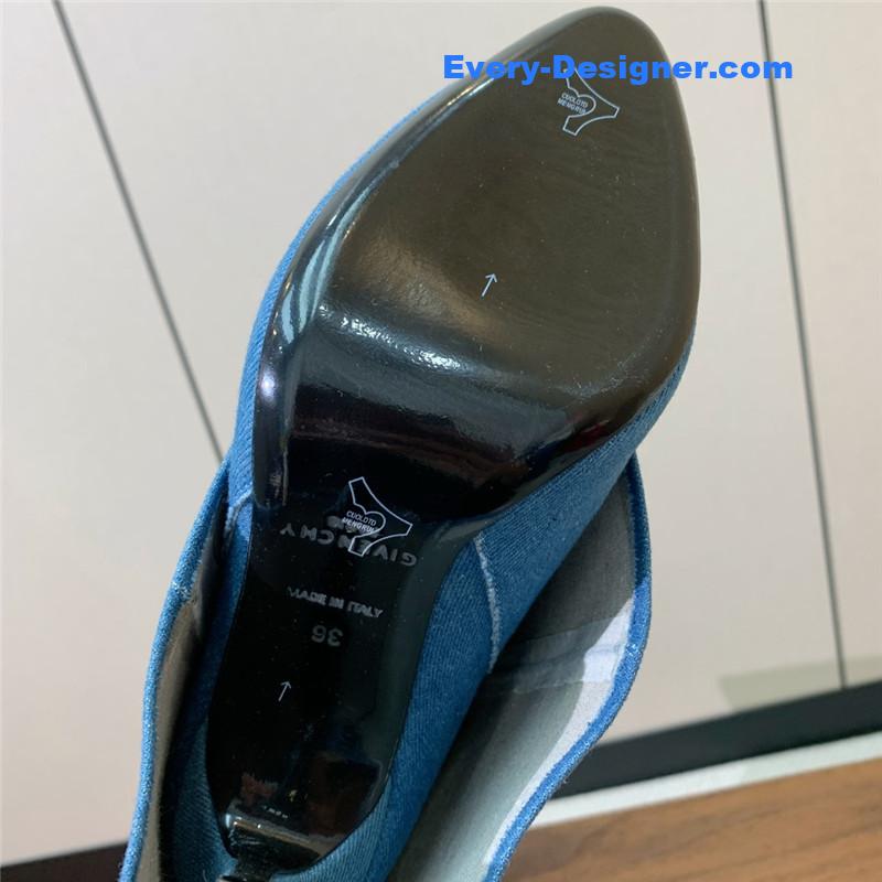 Givenchy Blue Shark Lock Stiletto Over-the-Knee Boots