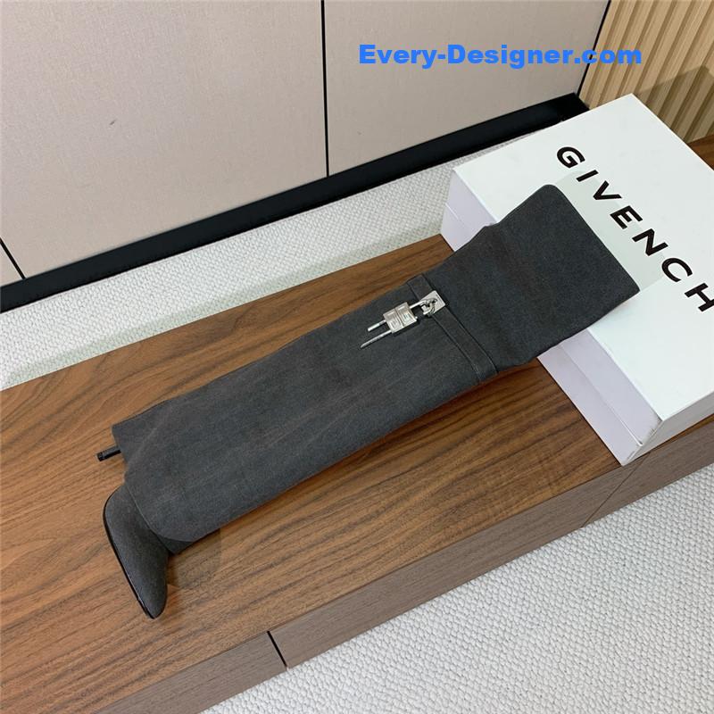 Givenchy Shark Lock Stiletto Over-the-Knee Boots in Denim