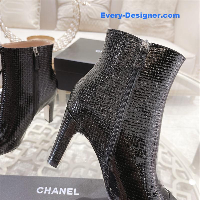 Ch**el black pointed heel ankle boots