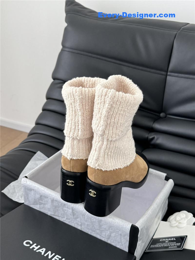 Ch**el suede leather sock ankle boots in brown