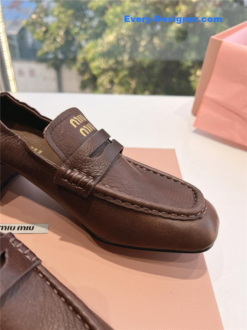 Miu Miu Briawood Nappa Leather Loafers