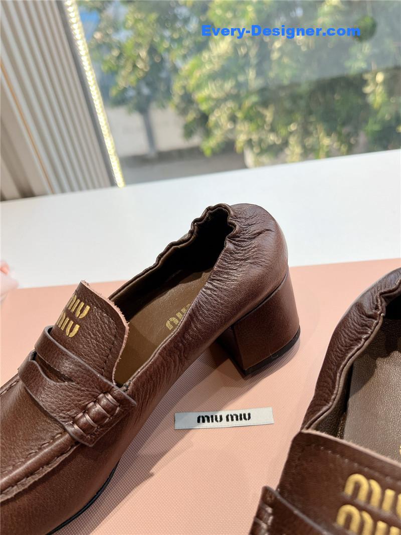 Miu Miu Briawood Nappa Leather Loafers