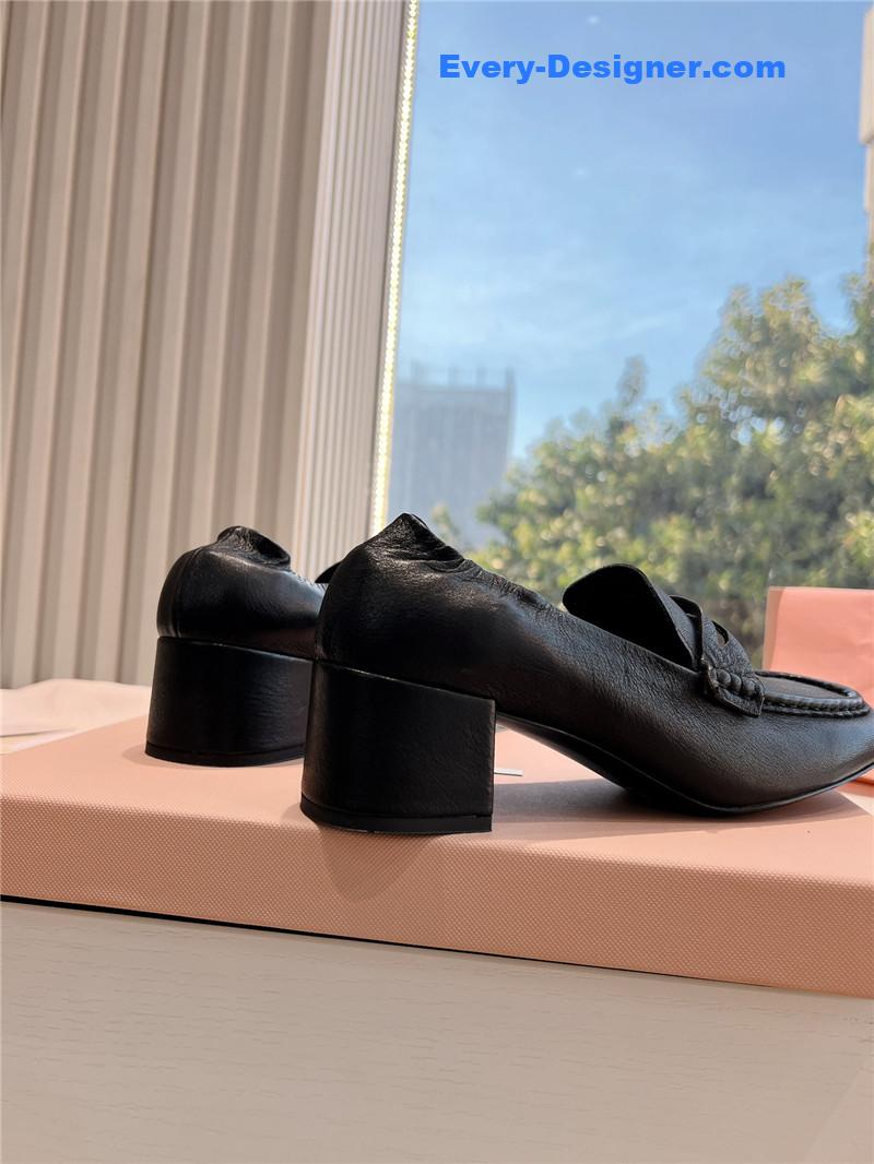Miu Miu Black Nappa Leather Loafers