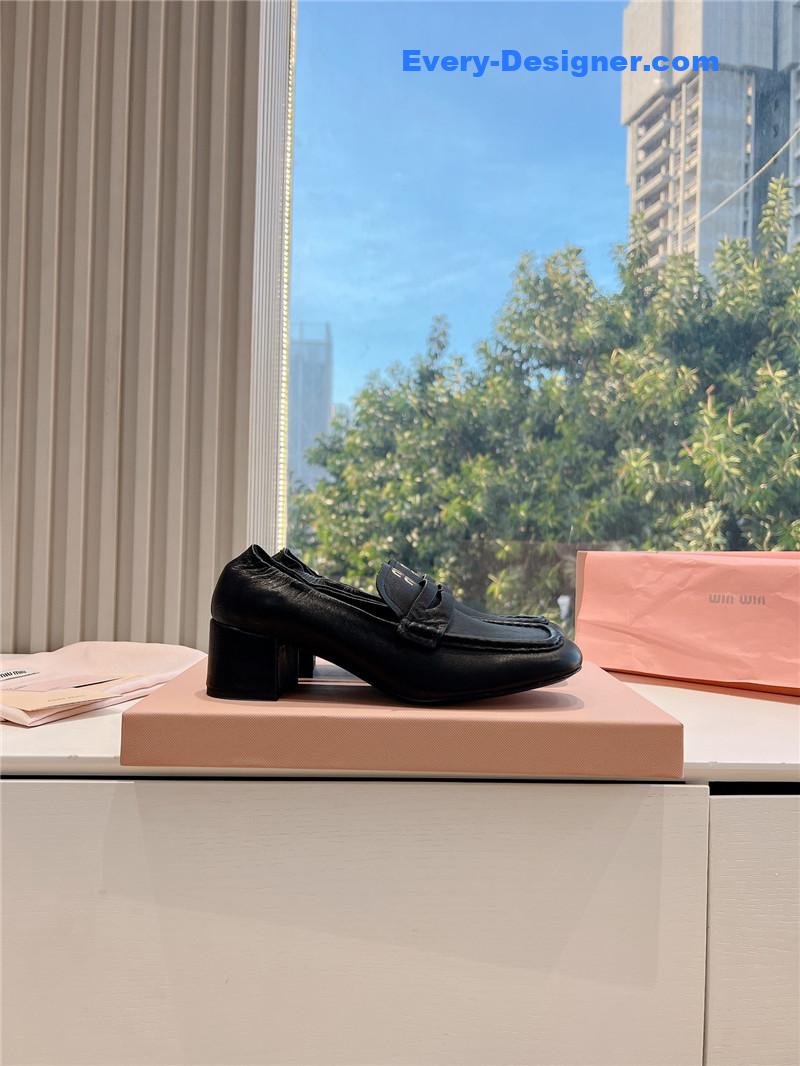 Miu Miu Black Nappa Leather Loafers