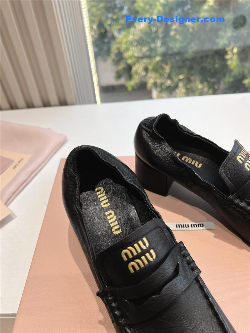 Miu Miu Black Nappa Leather Loafers