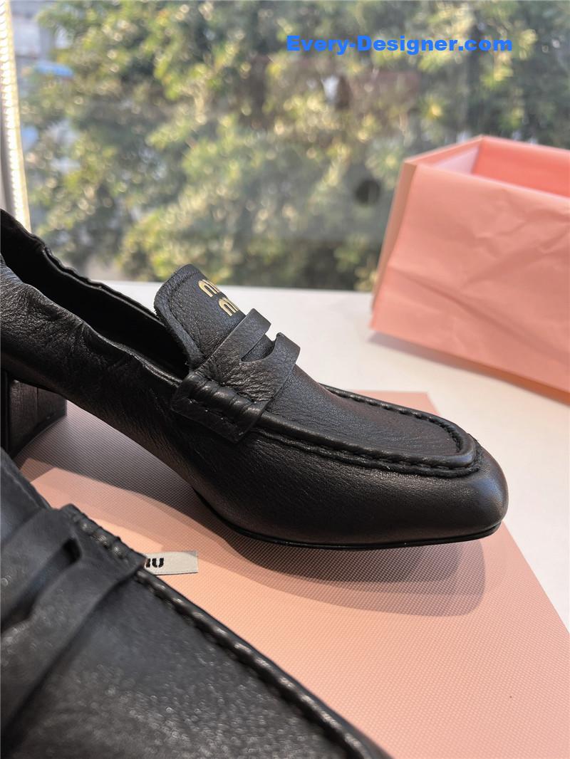 Miu Miu Black Nappa Leather Loafers