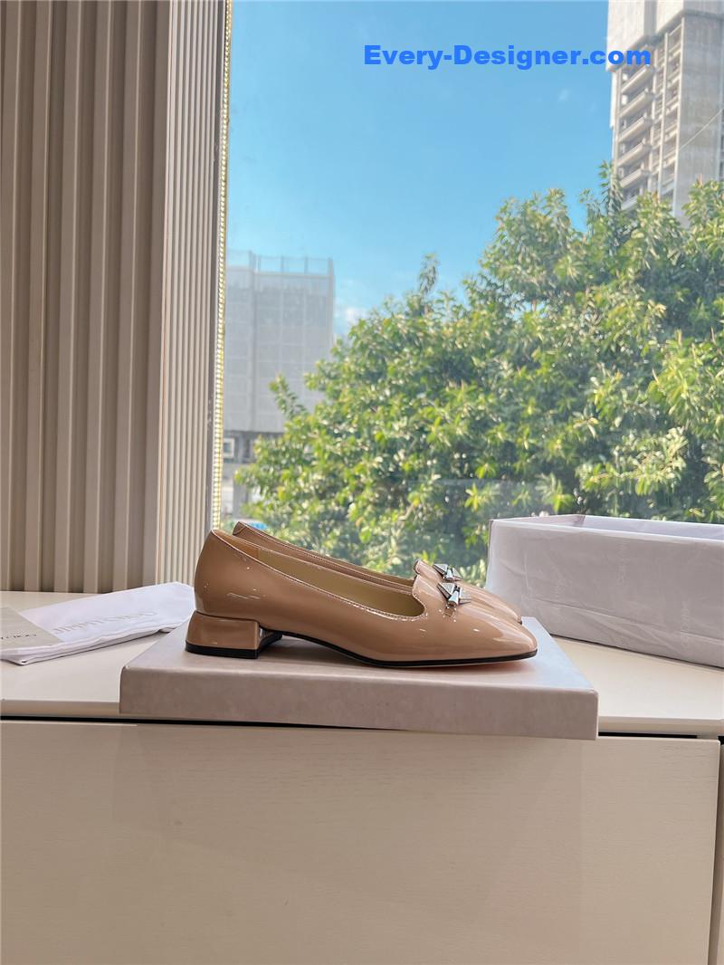 J1m*y Ch00 ravi nude/crystal patent leather flats