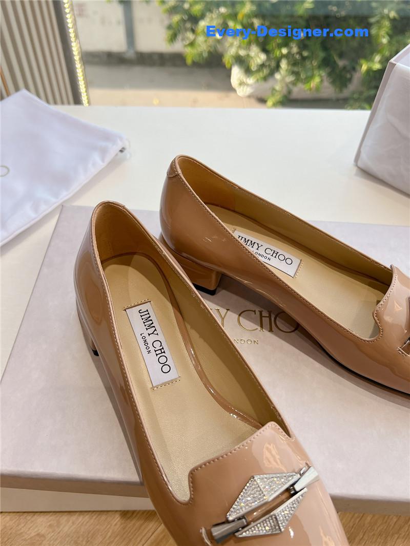 J1m*y Ch00 ravi nude/crystal patent leather flats