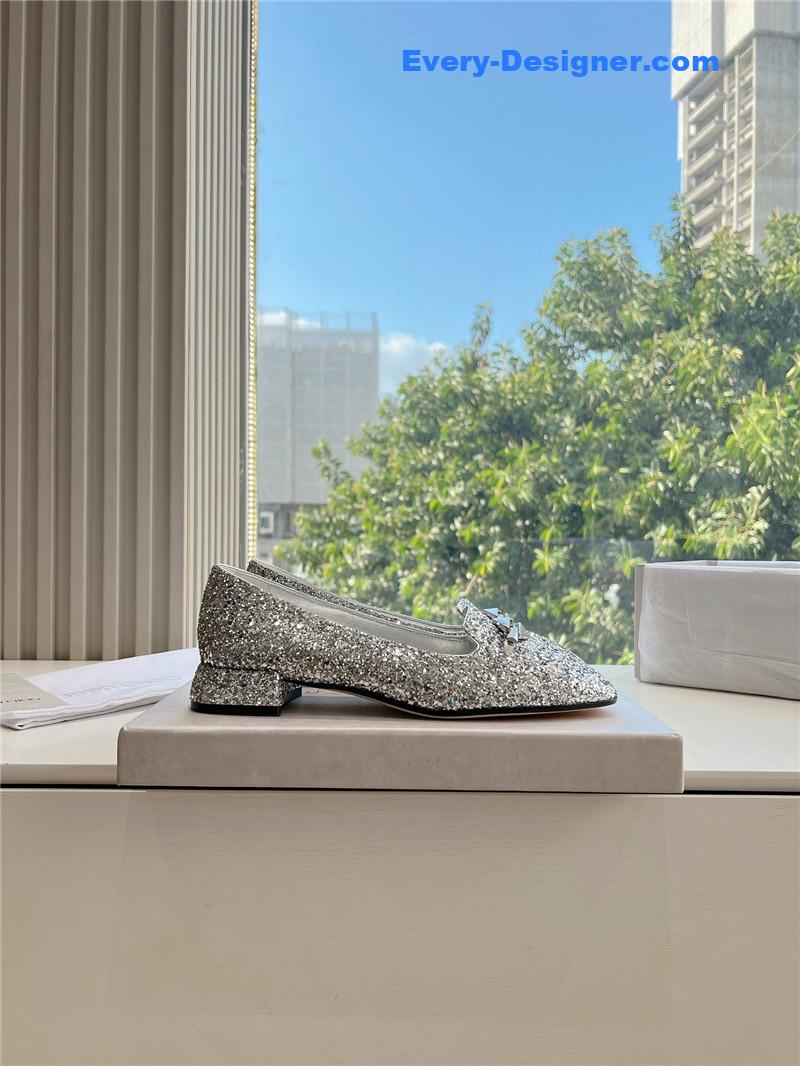 J1m*y Ch00 ravi silver glitter flats