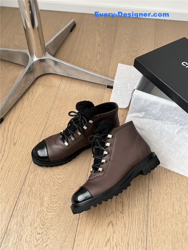 Ch**el brown leather biker boots