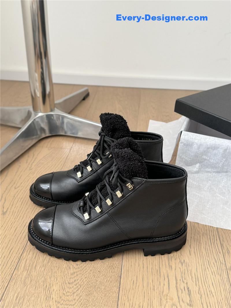 Ch**el black leather biker boots