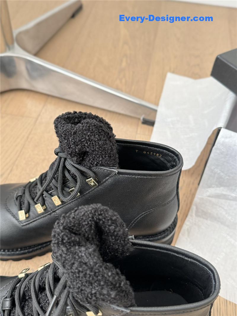 Ch**el black leather biker boots