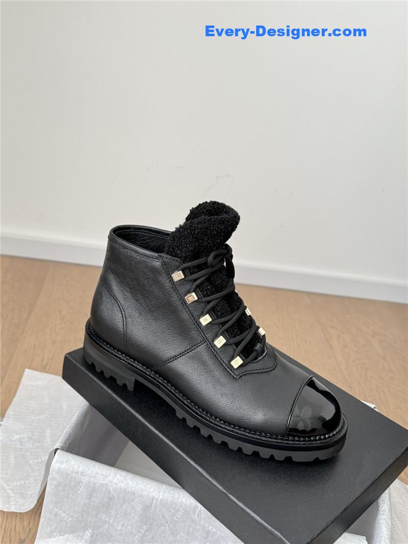 Ch**el black leather biker boots