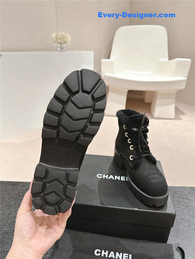 Ch**el suede lace-up ankle boots