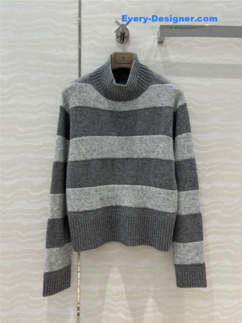 BC Striped Turtleneck Blend Knit Sweater