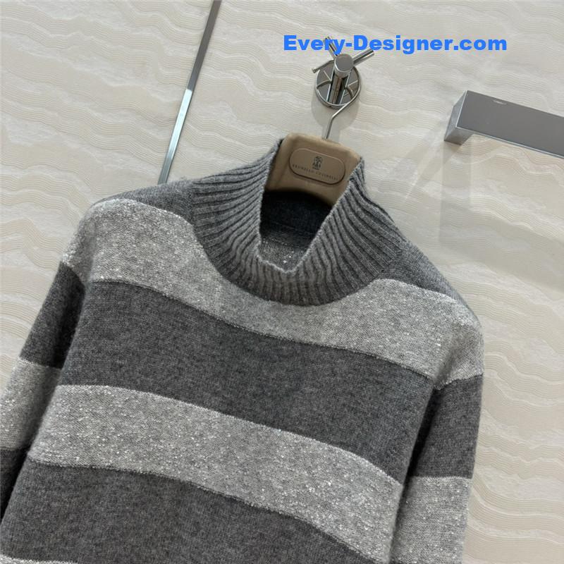 BC Striped Turtleneck Blend Knit Sweater