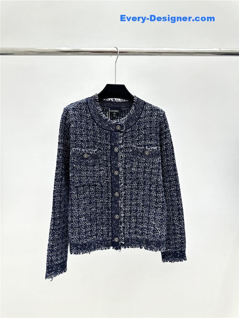 Ch**el check multiple colors jacket navy