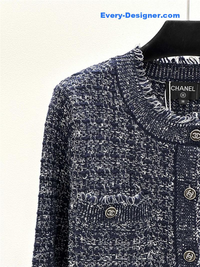 Ch**el check multiple colors jacket navy