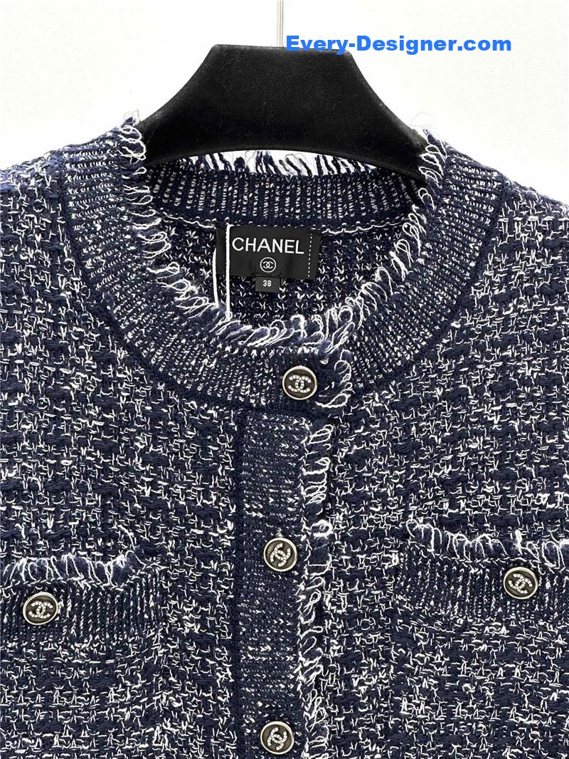 Ch**el check multiple colors jacket navy