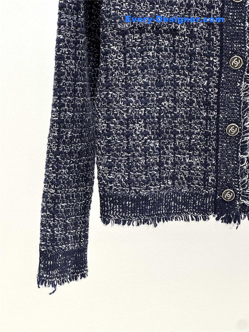 Ch**el check multiple colors jacket navy