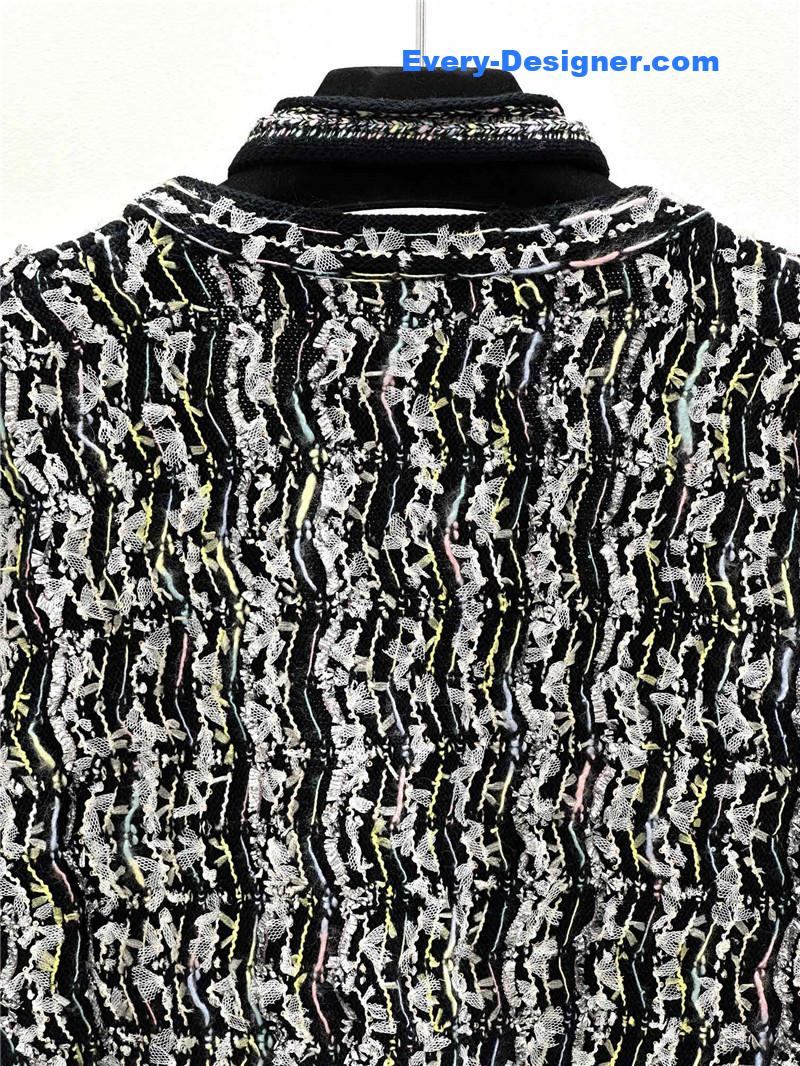 Ch**el tassel blend cardigan black and white