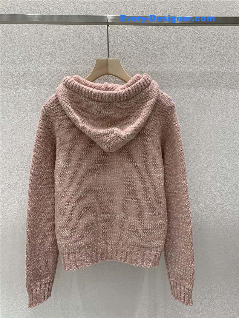BC Sequined Knit Hooded Sweater Pink