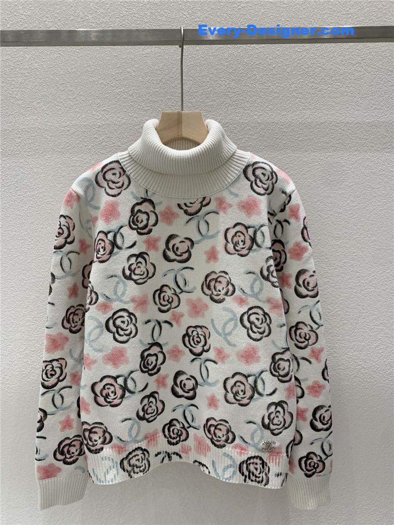 Ch**el printing turtleneck knit sweater