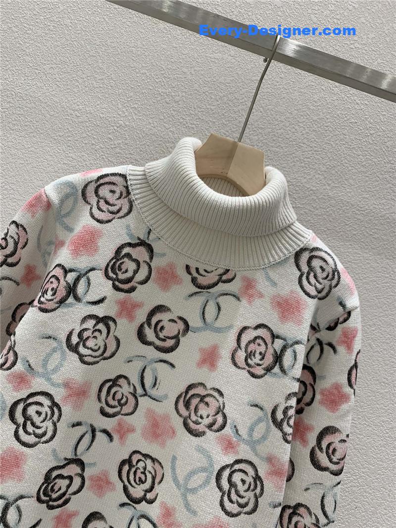 Ch**el printing turtleneck knit sweater
