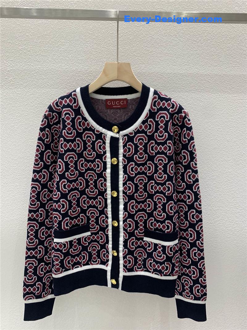 Gvc*1 contrast jacquard cardigan black