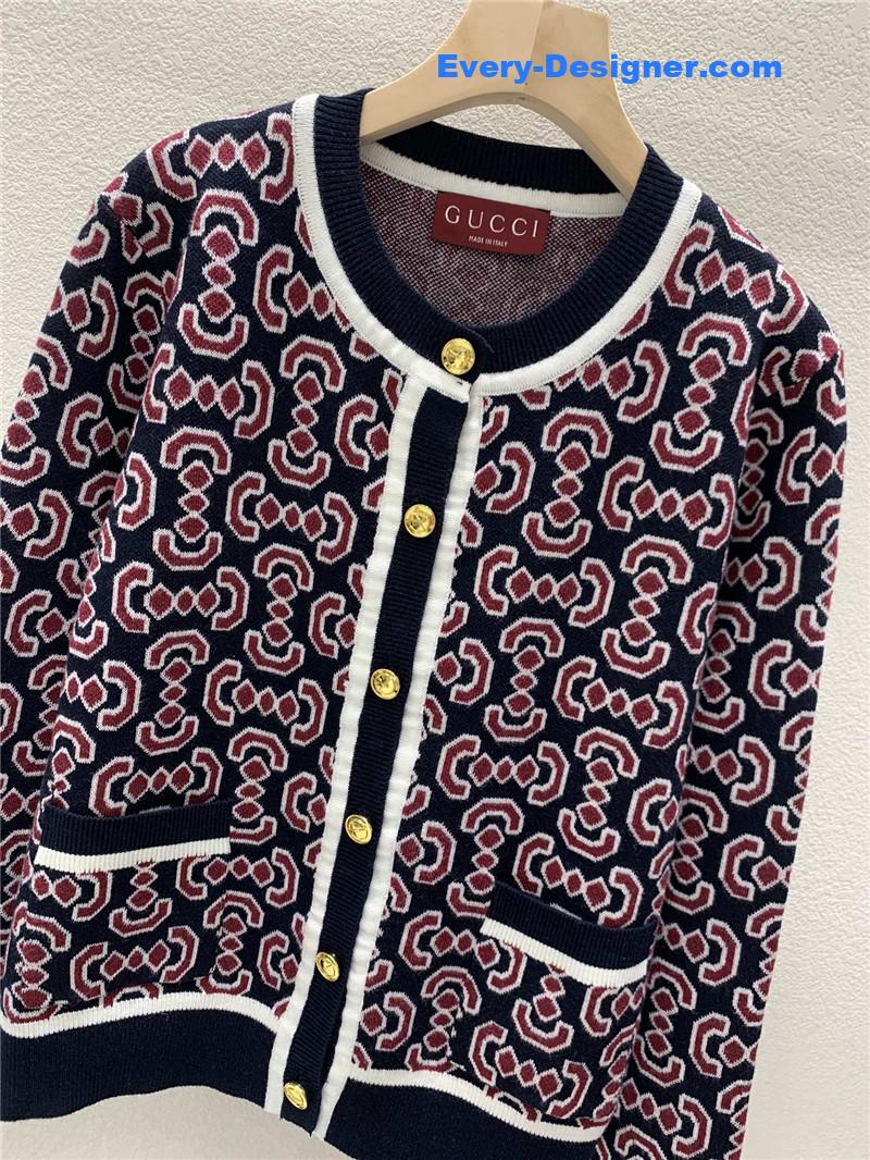 Gvc*1 contrast jacquard cardigan black