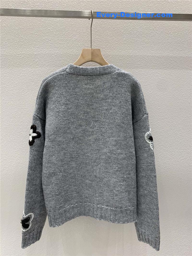 Va1e*ntin0 floral embellished cardigan in grey