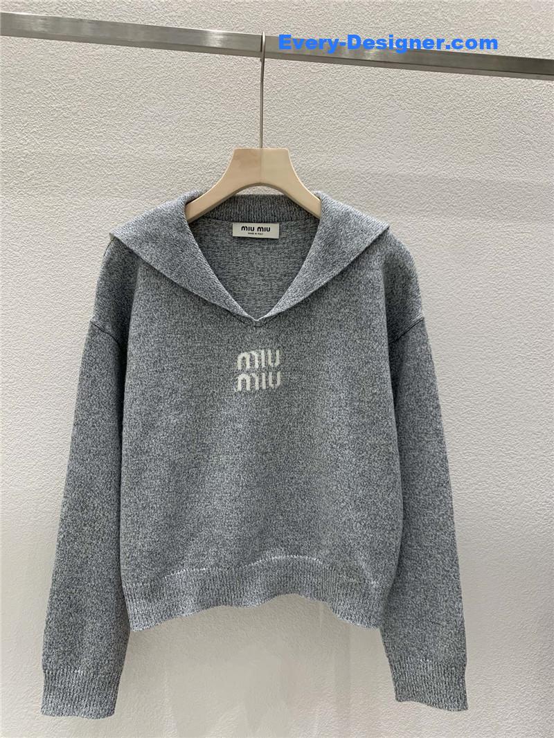 Miu Miu Sailor Collar Sweater Grey
