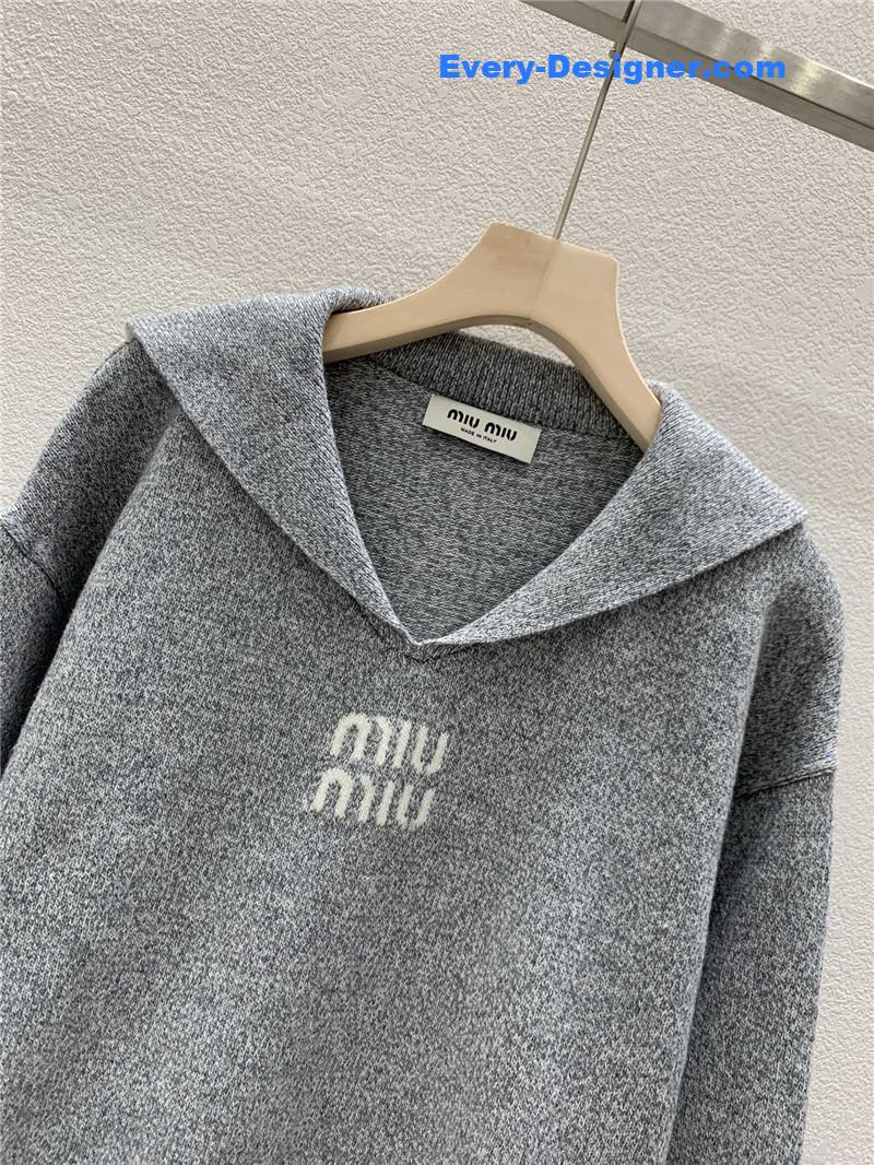 Miu Miu Sailor Collar Sweater Grey