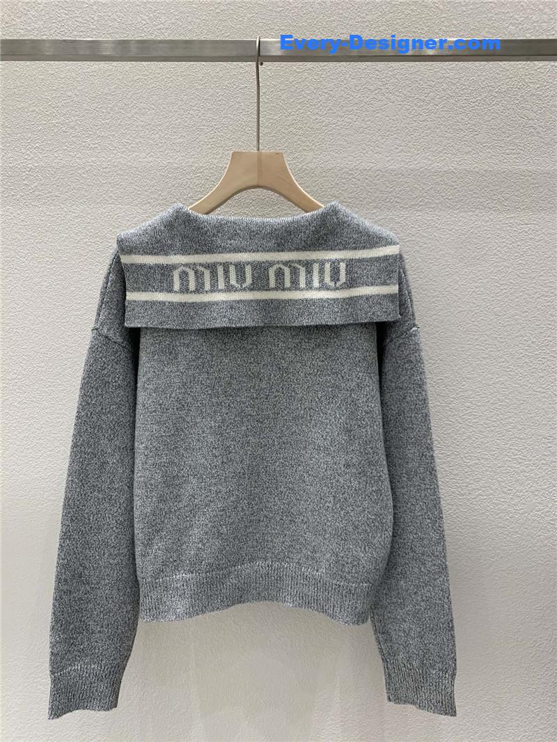 Miu Miu Sailor Collar Sweater Grey