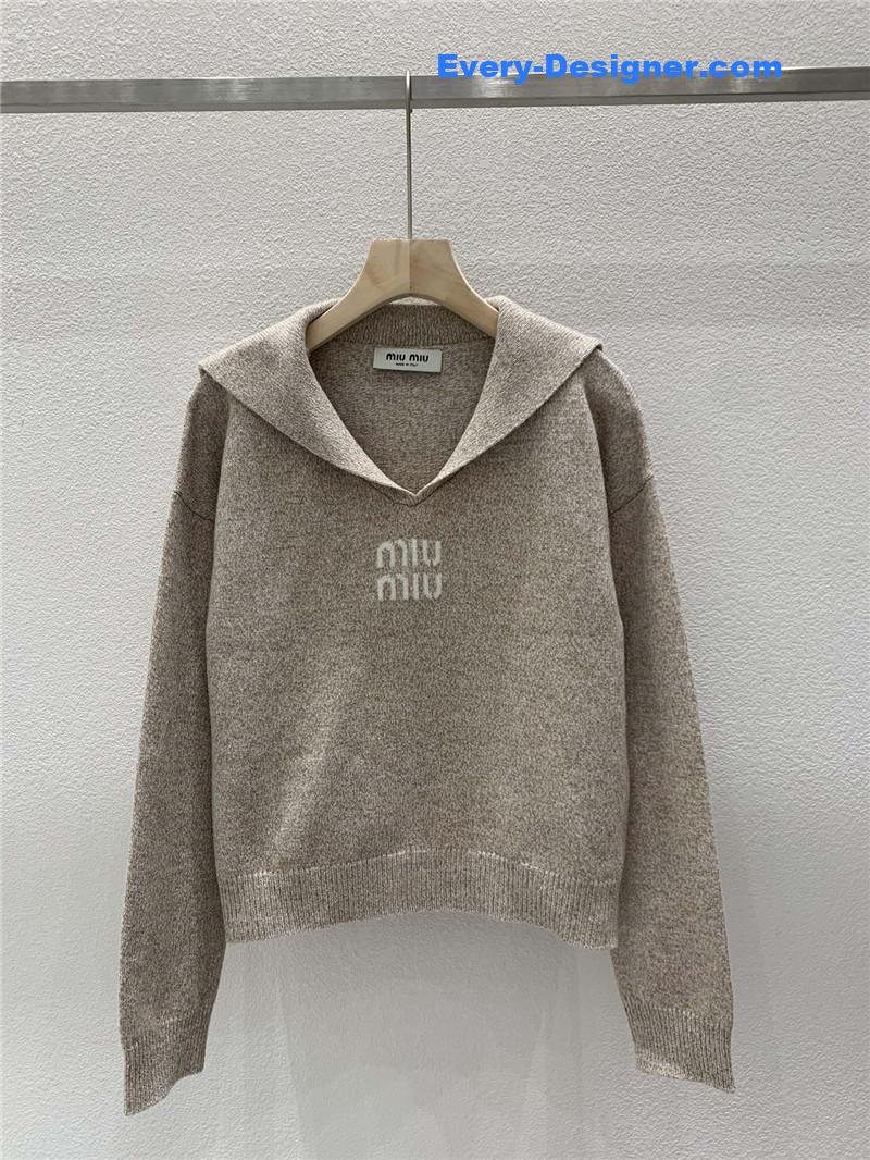 Miu Miu Sailor Collar Sweater Beige