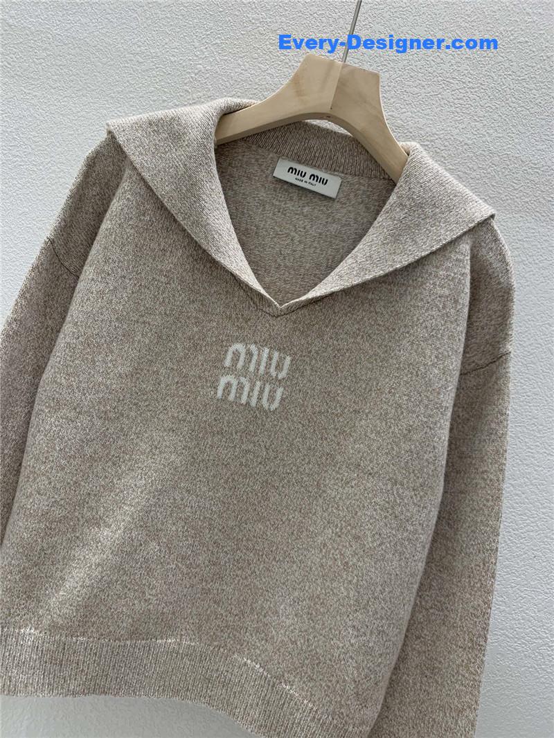 Miu Miu Sailor Collar Sweater Beige