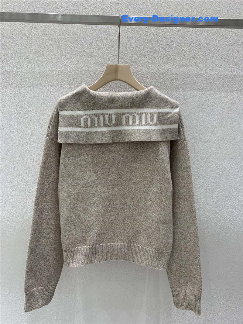 Miu Miu Sailor Collar Sweater Beige