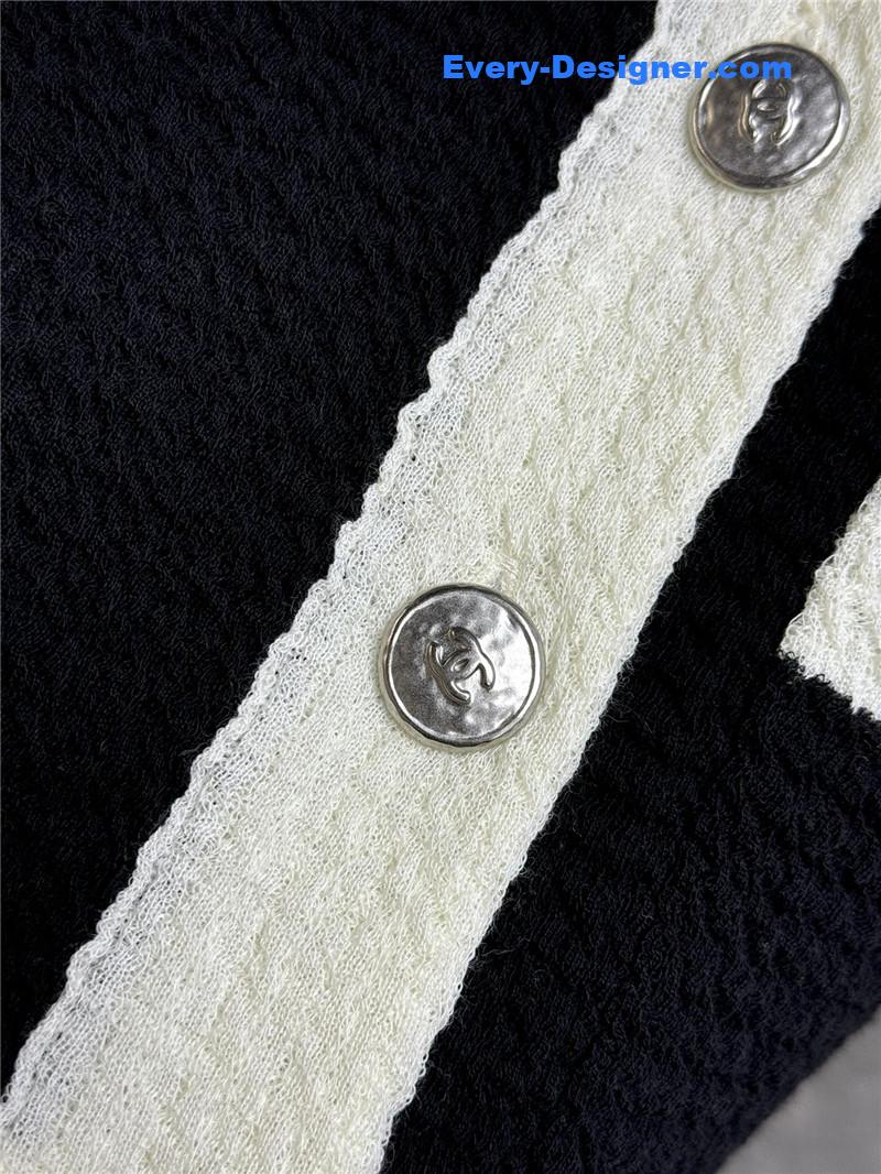 Ch**el contrast trim cardigan black