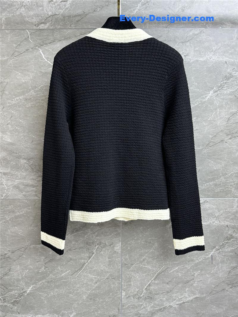 Ch**el contrast trim cardigan black