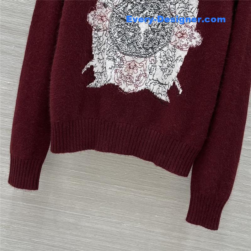 D10r embroidered wool sweater red